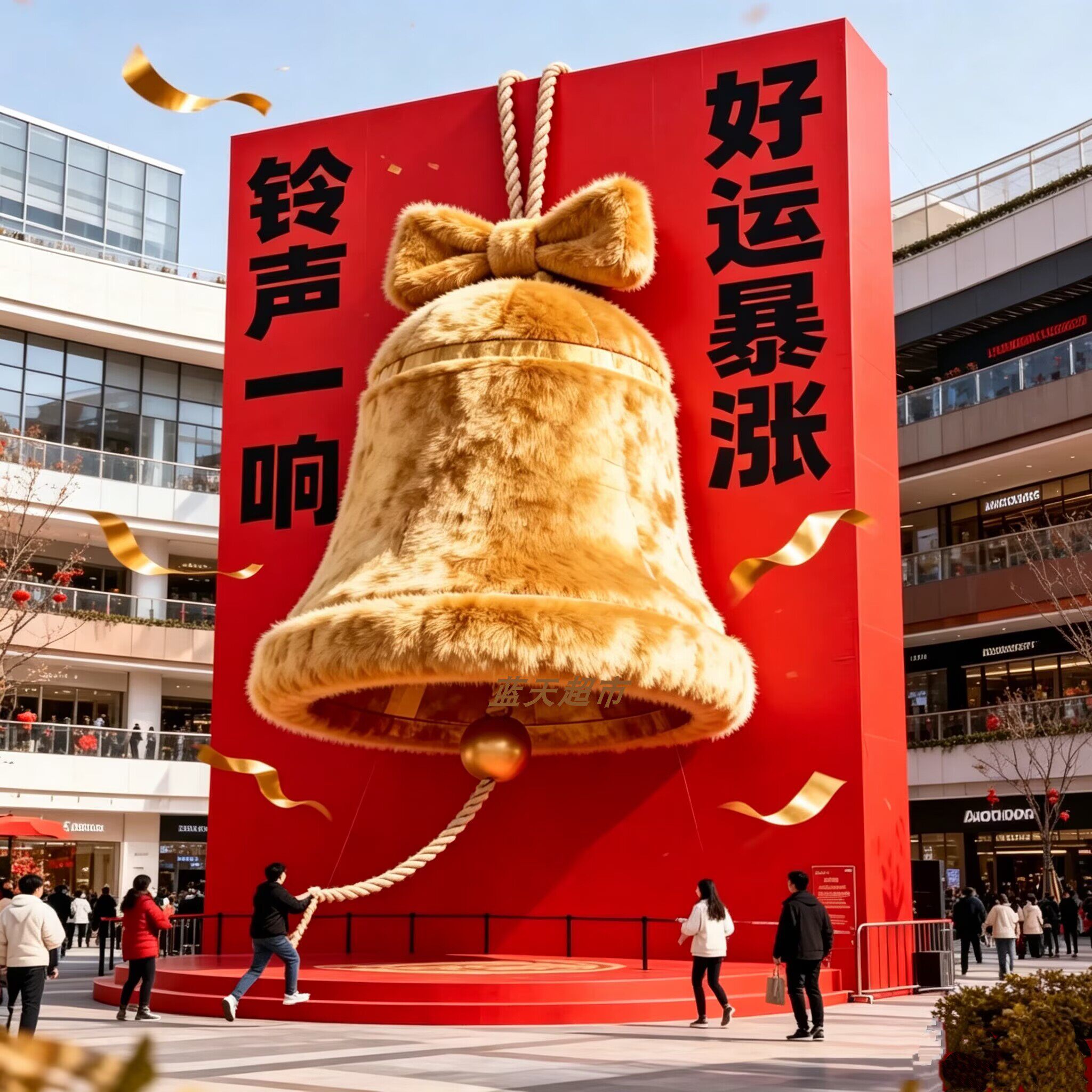 巨型毛绒铃铛商场互动打卡拍照图片