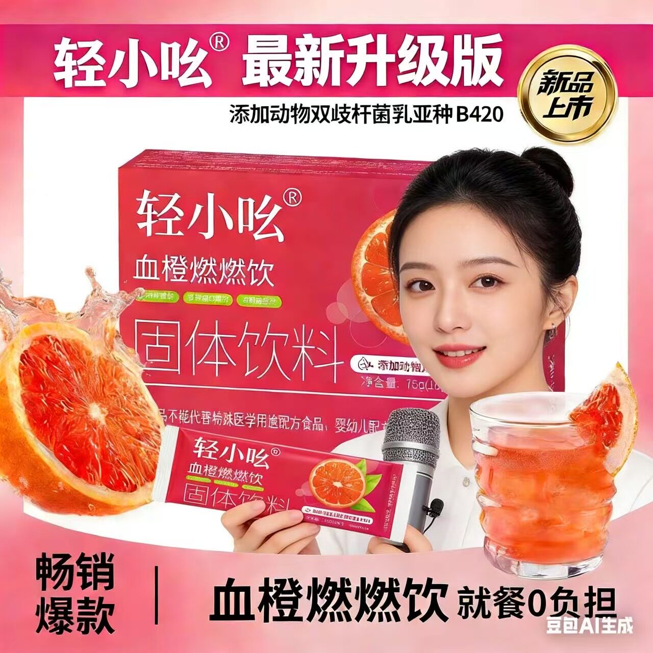 官方轻小吆奇亚籽双柚嗨吃清清饮活的酵素益生菌畅排加强版网红