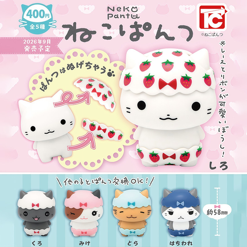 预售×日本正版TOYS CABIN 头戴内裤的猫咪扭蛋 胖次猫咪立体摆件