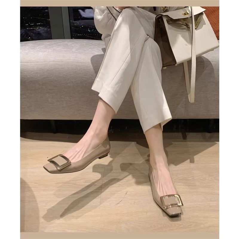 软皮版~2026年春季新款百搭小众气质复古方扣浅口方头平底单鞋女,女鞋,浅口单鞋,淘宝优惠券,粉丝福利购,淘宝优惠卷