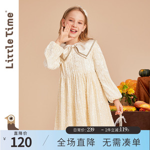 littletime女冬季提花丝绒连衣裙