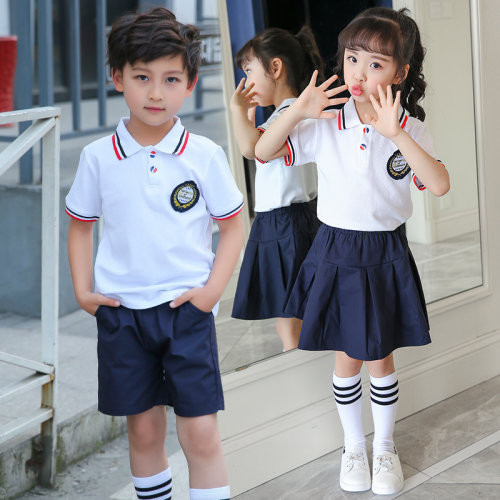 夏季儿童装小学生白色校服集体照