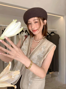 澳洲羊毛贝雷帽女咖啡色大头围2026新款秋冬百搭显脸小画家药盒帽