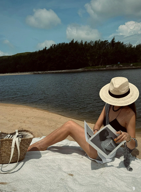 法式度假巴拿马草帽女春夏新款大头围户外出游宽檐遮阳防晒爵士帽