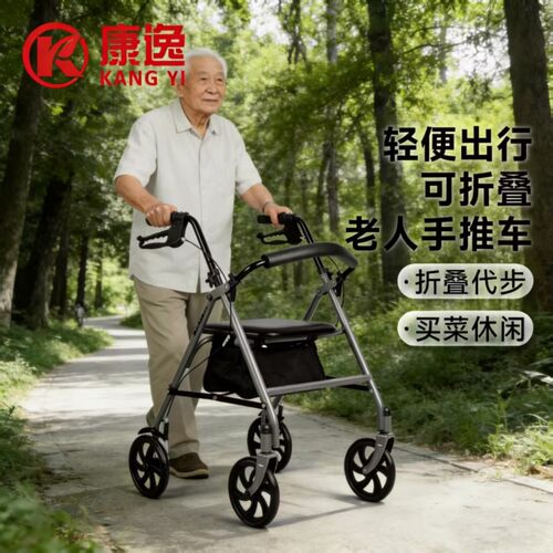 可推可坐老人便携式购物车