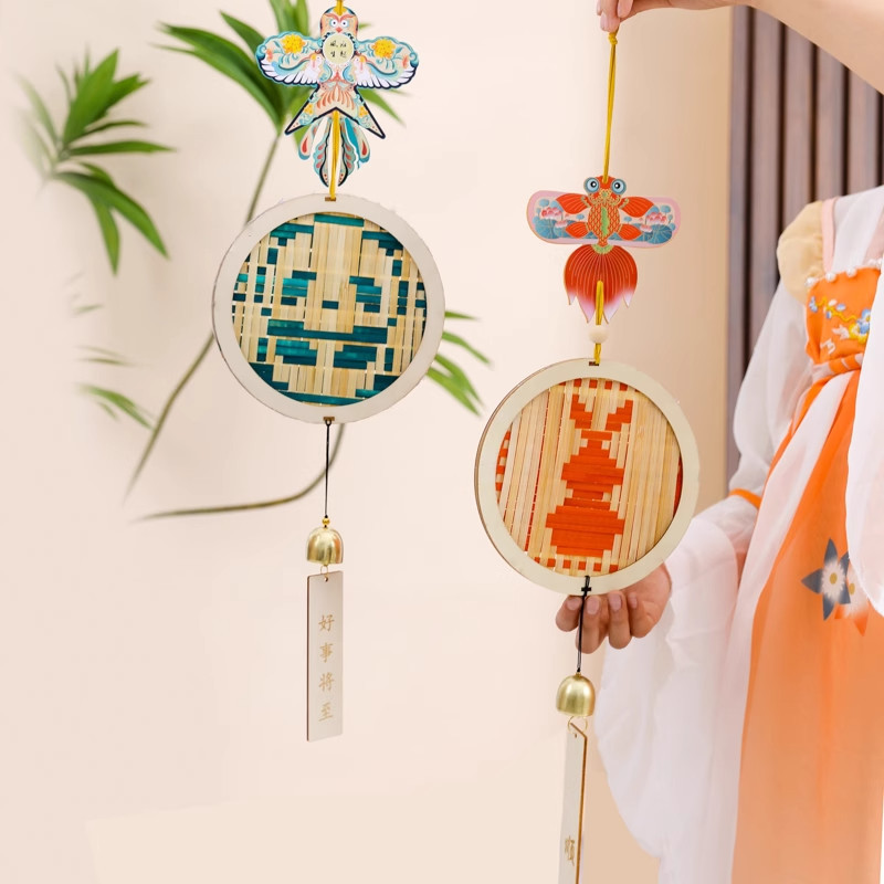 中秋节风铃挂饰DIY竹编亲子手工非遗文创中国风礼物挂件团建活动