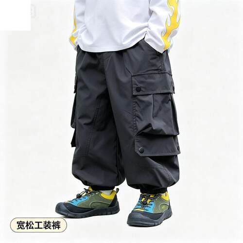 男童裤子秋装2026新款儿童工装裤春秋款男孩宽松休闲裤秋季运动裤