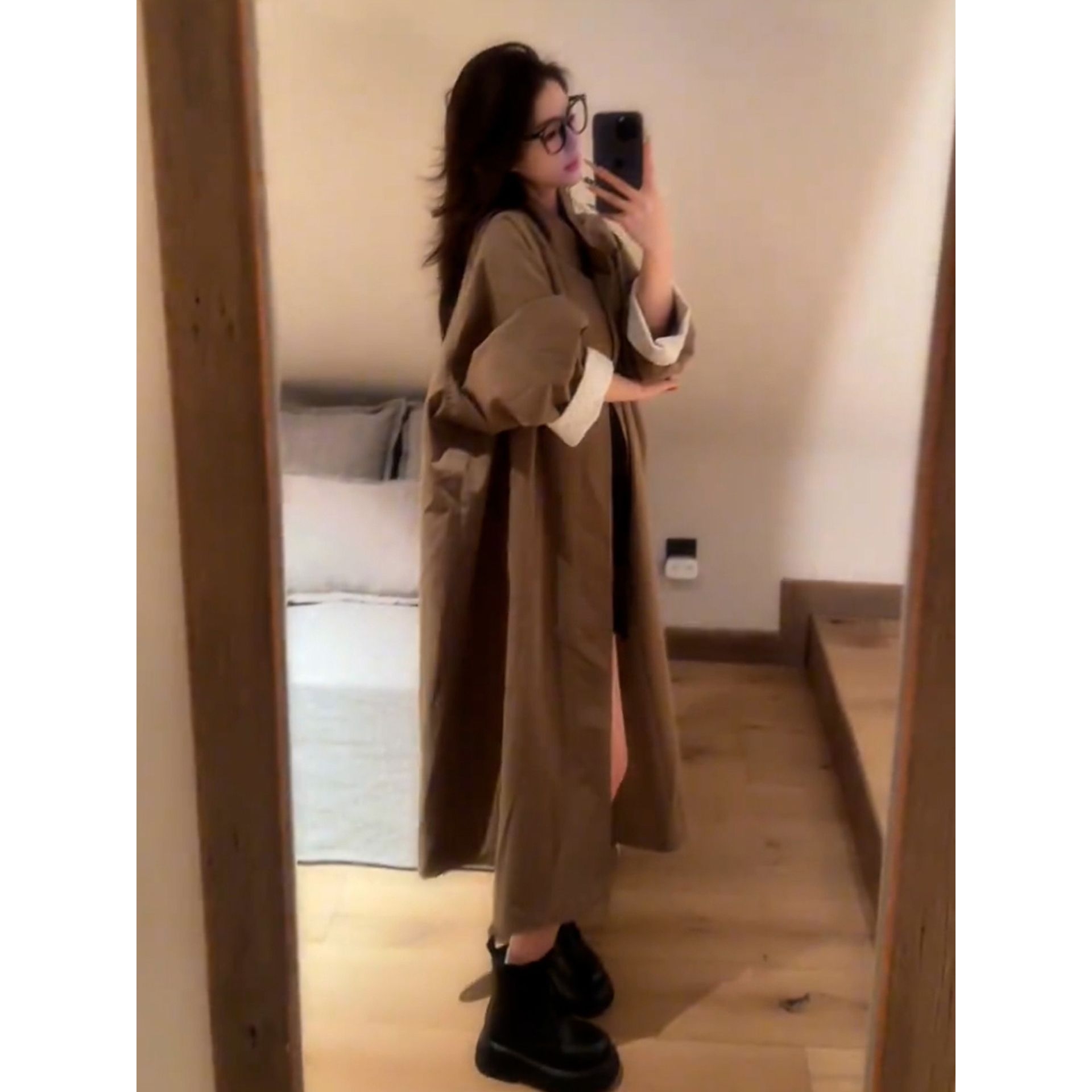 小个子中长款棕色风衣外套2025年早秋季新款大衣巨好看上衣女装冬