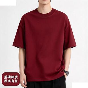 夏季重磅休闲藏青短袖T恤男女学生韩版宽松慵懒风半袖情侣上衣服