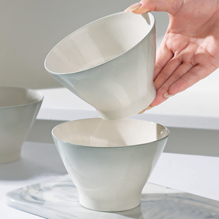 怀瑾陶瓷吃饭碗家用2026新款5寸斗笠碗渐变简约餐具汤面碗米饭碗