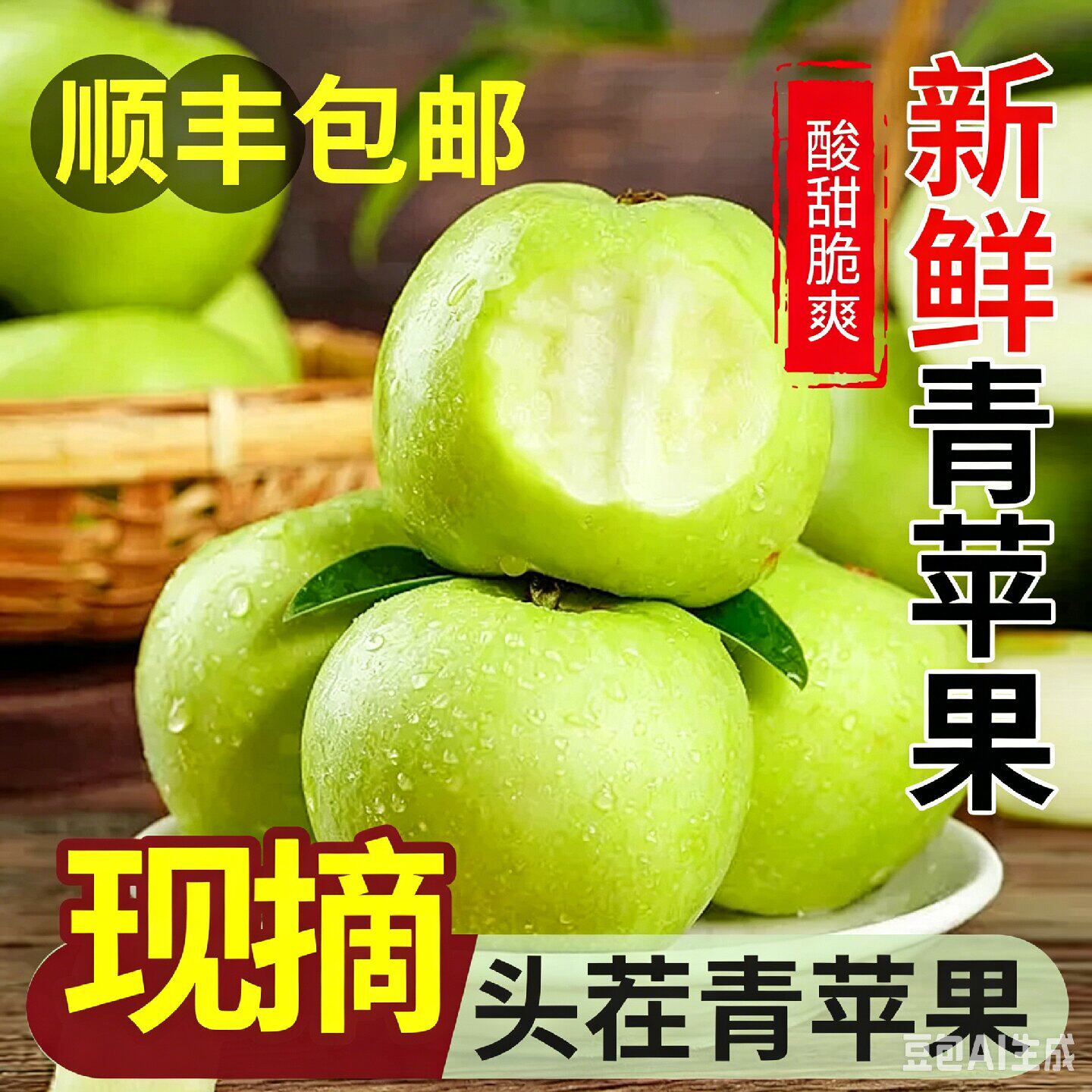 现摘新鲜青苹果2026年水