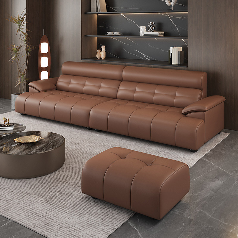 劳伦斯真皮沙发2026新款轻奢家用客厅高靠背大小户型直排贵妃沙发