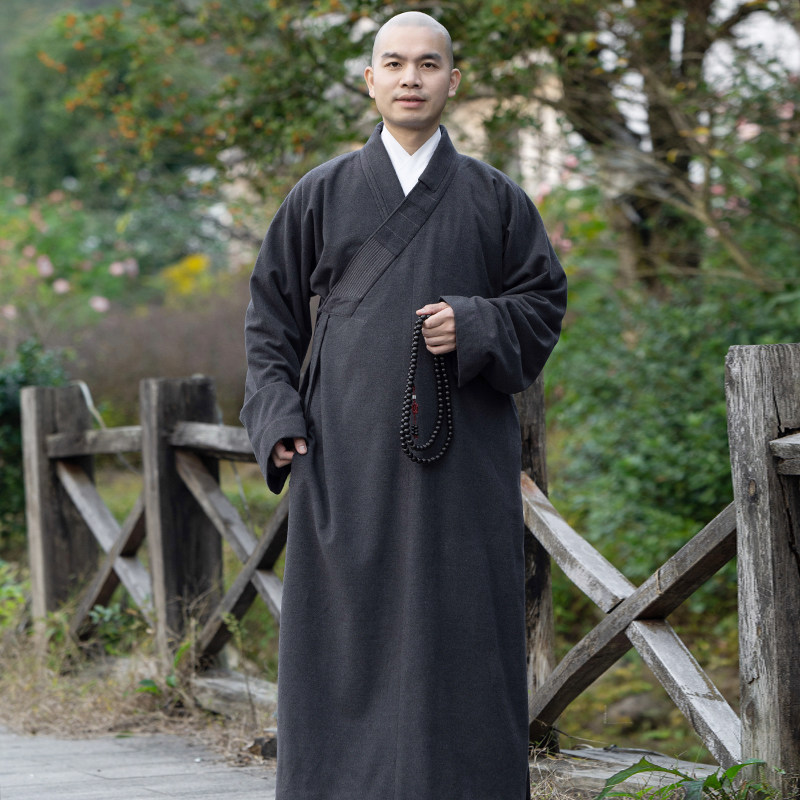 善圆僧服大褂男秋冬季加绒保暖棉袄僧衣长褂僧人和尚服比丘尼长衫