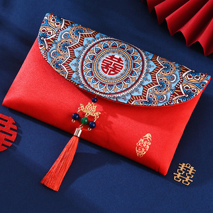 结婚改口大红包万元绸缎利是封2万个性创意小众布艺随份子红包袋