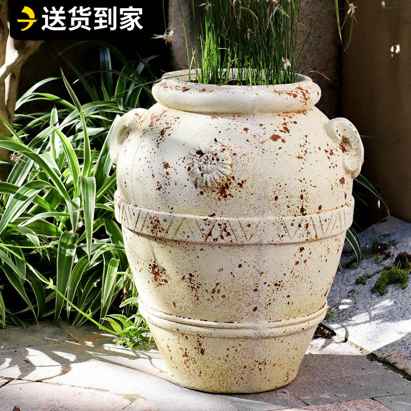仿陶罐陶盆花盆大号落地户外庭院露台大口径绣球花器盆器装饰摆件