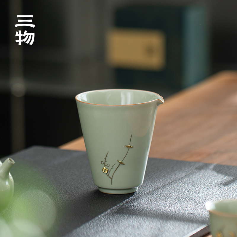 三物秘时锔钉公道杯家用陶瓷匀杯高档功夫茶具分茶器茶道配件茶海