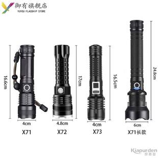 新款 供铝合金强光手电26650充电usb远射户外伸缩变焦夜钓灯