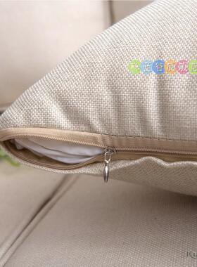 卡通黄色亚麻粗布皮沙发靠枕靠垫正方形大抱枕套不含芯