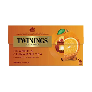 英国川宁Twinings 柑桔肉桂果香红茶25片装 茶包袋泡茶 进口红茶