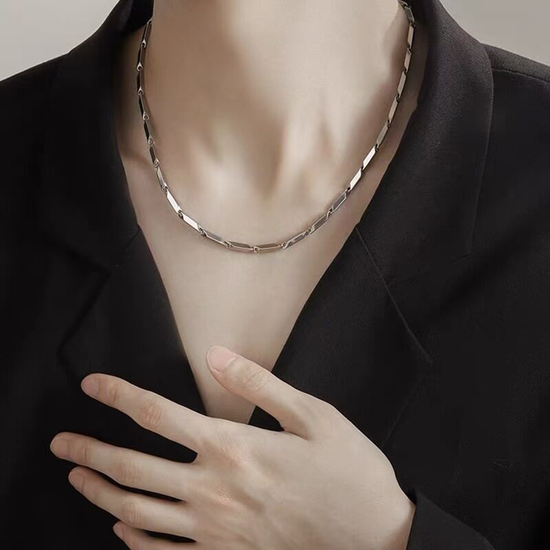 菱形钛钢项链男百搭高级感配饰轻奢不锈钢毛衣链女高级感长款