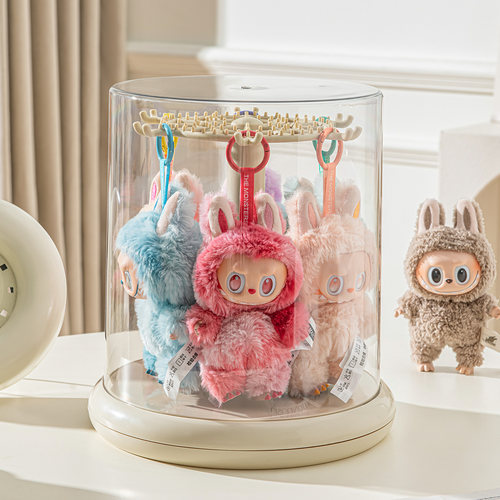 拉布布挂件展示盒旋转盲盒收纳