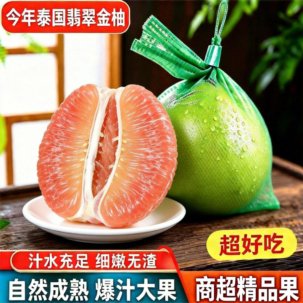 泰国金柚翡翠柚红心青皮