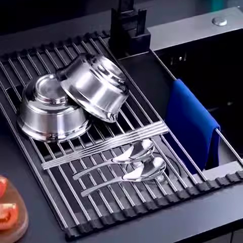 可折叠不锈钢沥水架碗碟架水槽厨房置物架蔬菜水果控水架