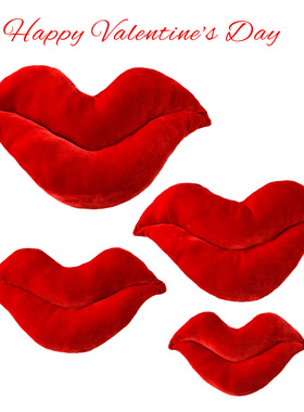 情人节装饰礼物红色嘴唇蝴蝶结情侣派对摆件场景布置