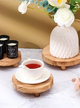 花盆多肉底托木制浴室洗漱品托盘香薰蜡烛底托木质奶茶店蛋糕底座
