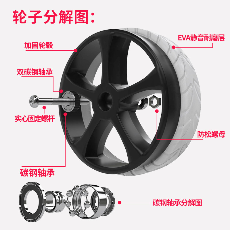 匠者铝合金购物车配轮子2M轮子爬楼轮轴承静音耐磨轮