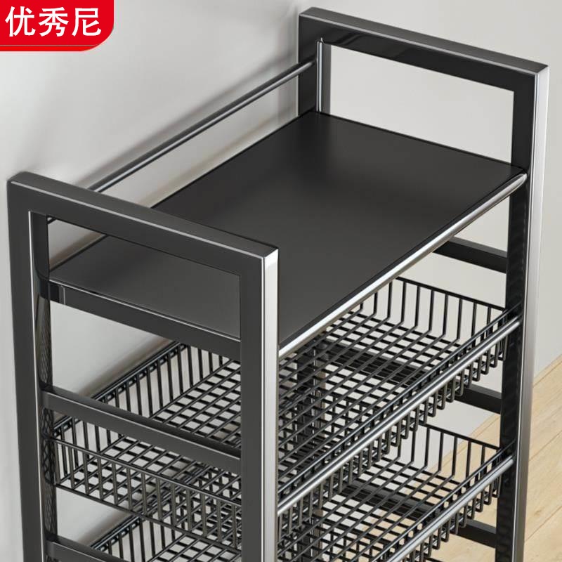 厨房菜篮子置物架落地多层移动家用果蔬收纳多功能烤箱微波炉锅架