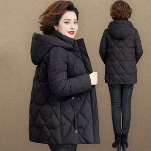 2025新款秋冬棉衣大码中年保暖女装轻薄带帽子棉服短款外套棉袄