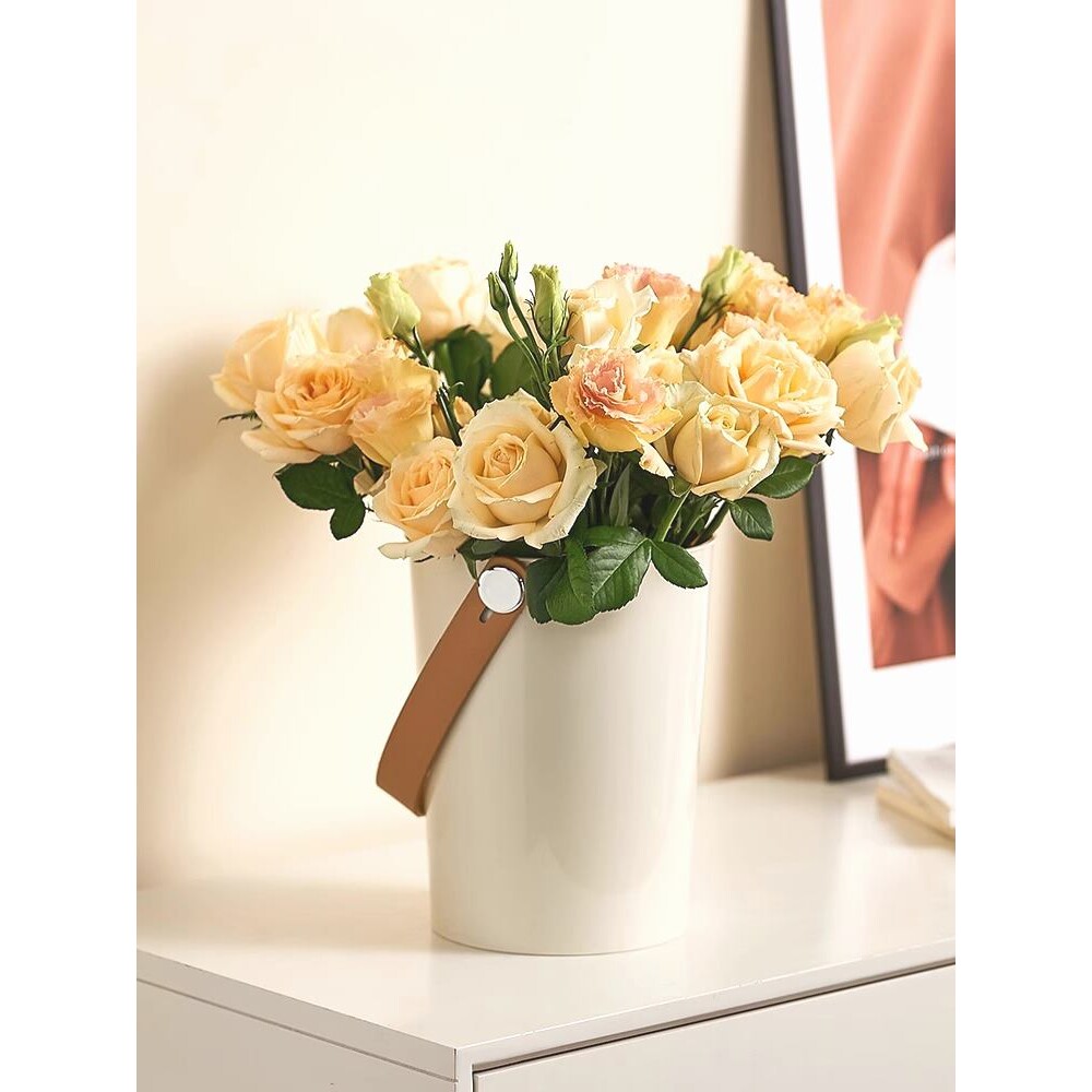 醒花桶家用透明法式深水花瓶鲜花养花插花花筒塑料亚克力花店专用