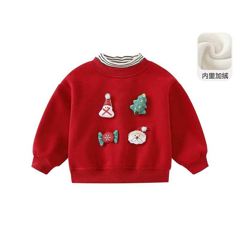 女童加绒卫衣冬装2024新款儿童洋气衣服女宝宝圣诞保暖上衣拜年服,童装/婴儿装/亲子装,卫衣/绒衫,淘宝优惠券,粉丝福利购,淘宝优惠卷