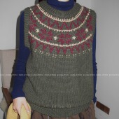 One purple 复古软糯费尔岛钩花羊毛背心秋冬保暖叠穿针织毛衣