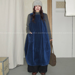 叠穿设计感起球空气感夹棉连衣裙 复古丝绒背心裙冬季 One purple