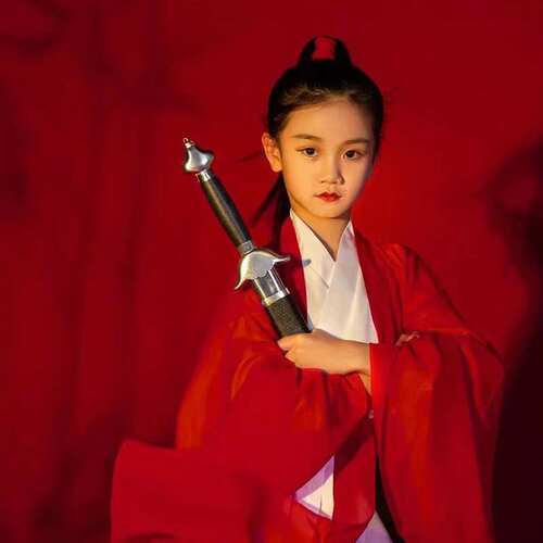 花木兰男女童汉服角色扮演儿童古装侠客唐装中国风古典舞表演出服