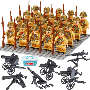 适用于乐高积木二战八路军小人解放运兵卡车红军人仔拼装男孩玩具