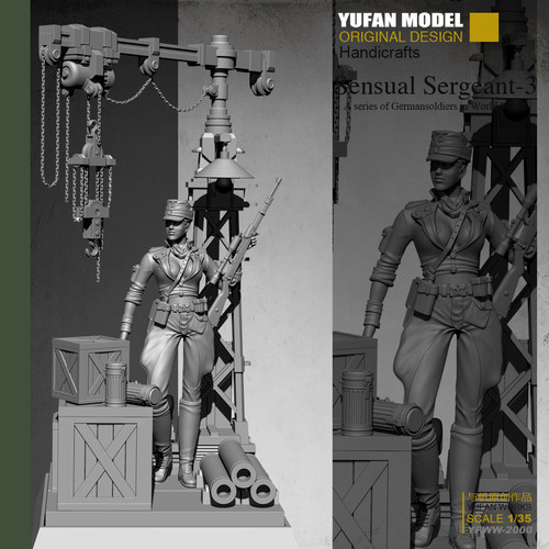 YuFan Model 原创1/35二战女狙击手+地台 树脂兵人 YFWW-2000