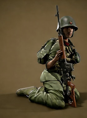 1/35YUFAN原创对越中国兵人树脂白模《雨林集结》女兵YFWW-2211