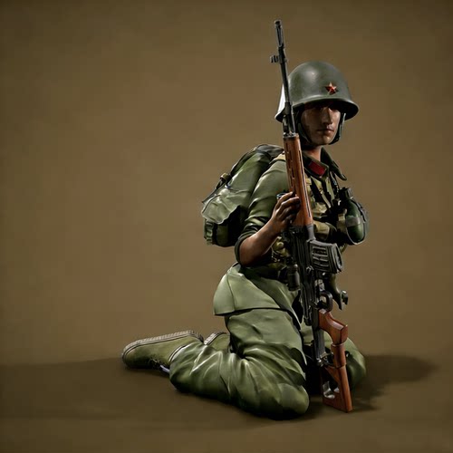 1/35YUFAN原创对越中国兵人树脂白模《雨林集结》女兵YFWW-2211