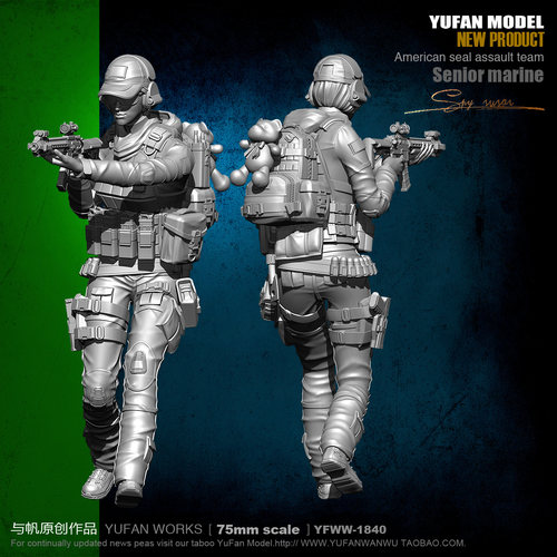 YUFAN Model原创75mm 1/24女海豹突击队员 树脂兵人YFWW-1840