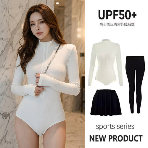 潜水服高领泳衣女专业防晒连体