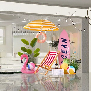 夏季 饰 仿生绿植橱窗造景摆件海边度假村热带植物椰子树室内景观装