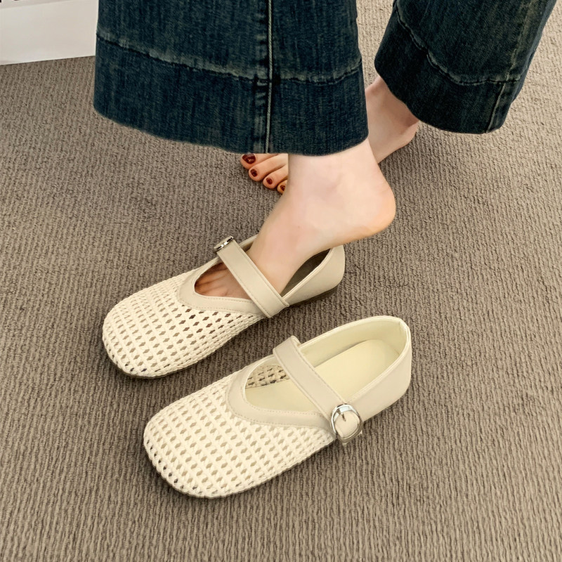 玛丽珍单鞋女鞋子2026春春新款平底软底镂空鞋编织渔网鞋鞋0125w,女鞋,浅口单鞋,淘宝优惠券,粉丝福利购,淘宝优惠卷