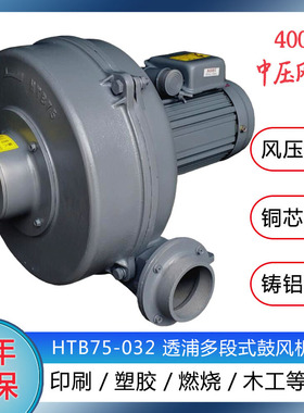 HTB75-032升圆多段式鼓风机 400W工业炉鼓风机 透浦双段中压风机