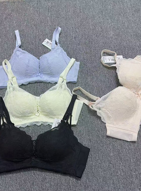丽人蕾丝聚拢文胸女无钢圈小胸防下垂收副乳薄款内衣