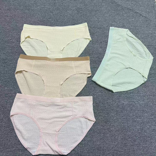 4条装猫家纯色女士内裤中腰三角裤亲肤舒适青年无痕平角裤简约