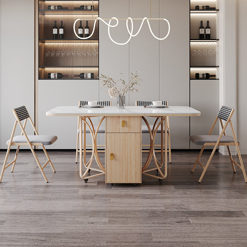 多功能折叠餐桌组合家用小户型实木岩板伸缩餐桌轻奢方饭桌电磁炉,住宅家具,岩板餐桌,淘宝优惠券,粉丝福利购,淘宝优惠卷