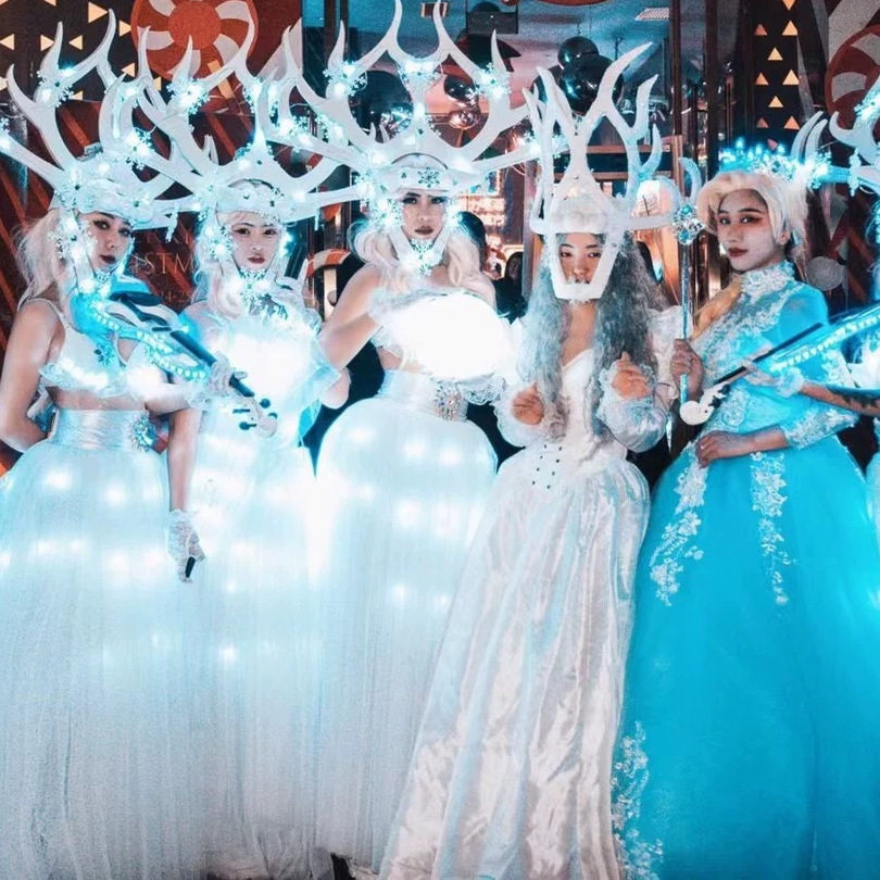 白色长裙套装冰雪女王夜店DS酒吧